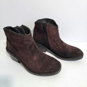 FLY LONDON Dari Dark Purple Suede Leather Women Ankle Boots Sz 36/6